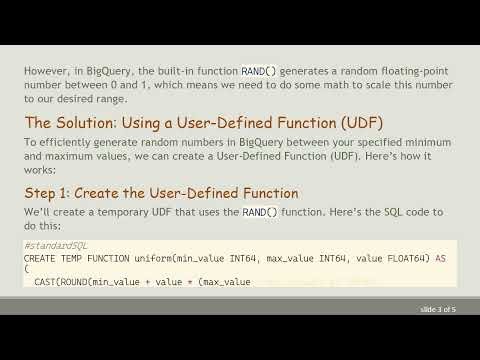 How to Generate a Random Number Between Two Values in BigQuery