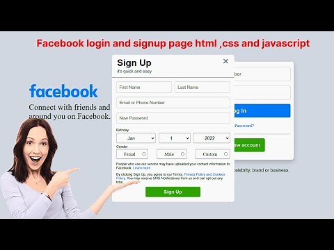 How to create a Facebook login and sign-up page using HTML and CSS | javascript