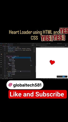 Heart Loader using HTML, CSS and Javascript @CodeGlobal #developers #softwareengineers #heart