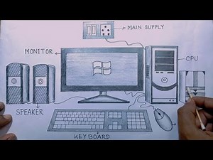 Easy computer drawing/How to draw desktop computer easy steps for project