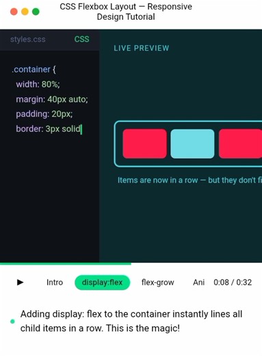 CSS Flexbox Layout Explained — display:flex, flex-grow & Animations #htmlgame #javascript