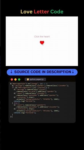 Love Letter Code – Dear Crush Animation in JS! #coding #programming #loveletter #love #lovecode #ui