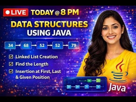 🔴 Data Structures Using Java 🔥 | Linked List (Creation, Length, Insertion) | Live @ 8 PM