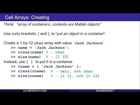 Cell and Struct Arrays in Matlab: Part 1 (of 16)
