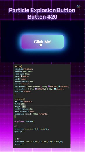Particle Explosion Button Using HTML CSS JavaScript 💥 | Amazing Button Animation #coding #shortsfeed