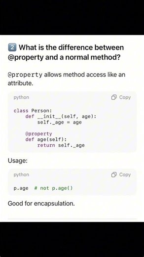Difference between @property and normal method in Python? #python #property #normalmethod