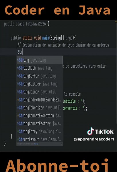 Les bases de Java : Comment convertir une chaîne de caractères en nombre entier ? #java #coding #tutoriel #fyp #programming #developer