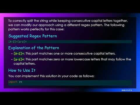 How to Split Strings at Non-Consecutive Capital Letters in Python?
