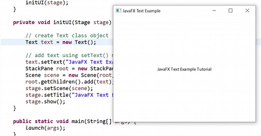 JavaFX Text, Font and Color Example Tutorial