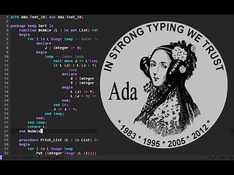 Ada Programming - Implementing a Bubble Sort with Arrays and Procedures