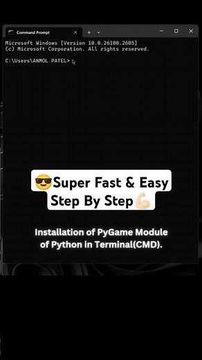 How to install PyGame module of Python🐍 in Terminal(CMD). Step by Step! #python #pythoninstallation
