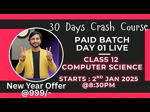 30 Days Crash Course | Computer Science Class 12 | CBSE 2025