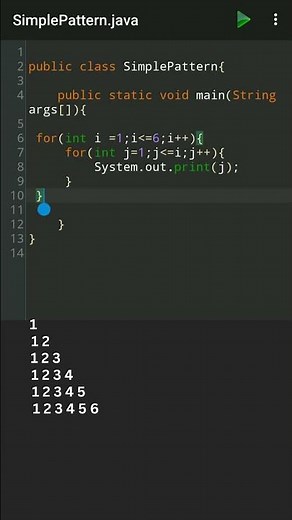 Number Pattern | Pyramid Pattern in Java 1 #coding #pyramid #pyramidpattern