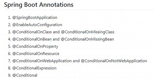 Spring Boot Annotations List