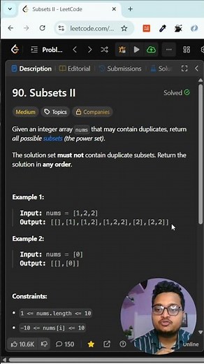 Subsets II Fast Backtracking in JS | Interview DSA Shorts