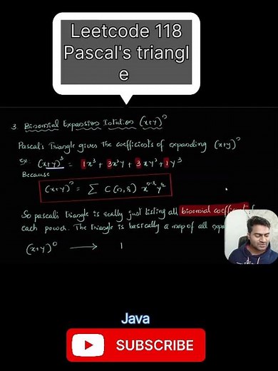 Pascal’s Triangle | Leetcode 118 #java #javadsa #teampickingintuition #codeprep #datastructure