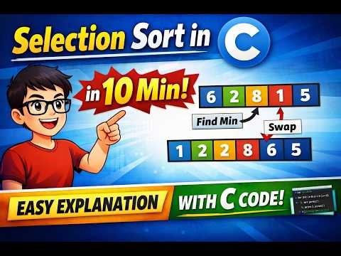 Selection Sort in C (Step-by-Step) | Easy Explanation with Code | Beginners Tutorial