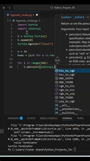 Mesmerizing Hypnotic Circles in Python 🌀🐍 | Turtle Graphics #shorts #python #coding #programming