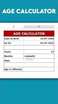 Age Calculator in MS Excel | Computer Tech Academy | #excel #exceltricks