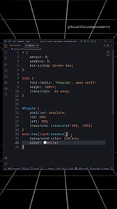CSS Interview Question: Change Body Background Using Checkbox (No JavaScript) In this video, I solve a real CSS interview question where the task is to change the body background color when a checkbox is clicked using only CSS. No JavaScript is used. This solution uses the modern :has() selector with smooth transitions and works in modern browsers. #CSS #CSSInterviewQuestion #FrontendDevelopment #WebDevelopment #PureCSS #NoJavaScript #ModernCSS #CodingShorts #WebDevTips #CSSHas | Code With Toush