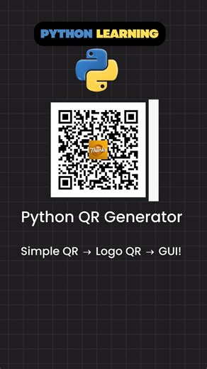 Ganeshamoorthy | Daily Learning & Growth | Python Project of the Day: QR Code Generator 🔥 Create simple QR, logo QR, and even a full UI/GUI app using just a few lines of Python.... | Instagram