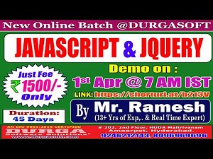 JAVASCRIPT & JQUERY Online Training @ DURGASOFT