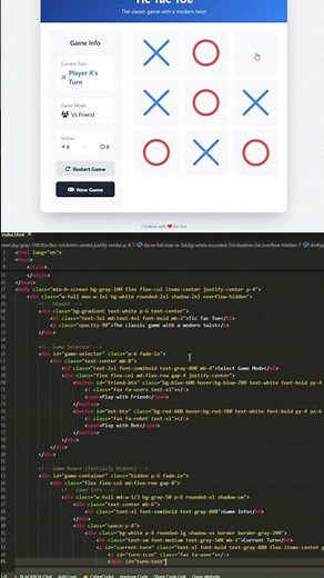 Build a Tic Tac Toe Game Using HTML, CSS & JavaScript! 🕹🔥 #codingtutorial #coding #htmlcssjavascript