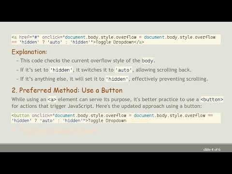 How to Control body Overflow with an Onclick Function