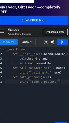 Phone Class Implementation in Python|#cse #coding #python#engineering #code