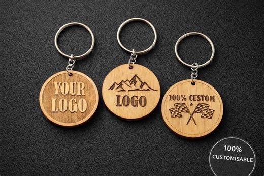 Personalized Wooden Keychain Custom Logo – Laser Engraved Wood Keyring – Custom Business Logo Keychain – Handmade Gift - Etsy