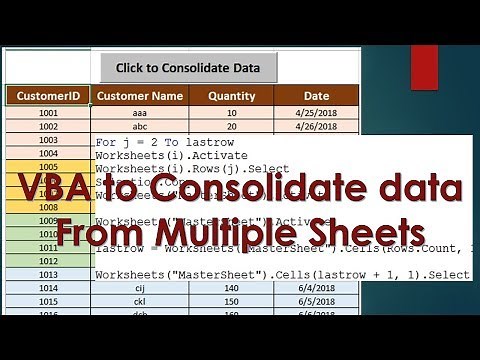 VBA to Consolidate data from Multiple Sheets - Excel VBA Example by Exceldestination