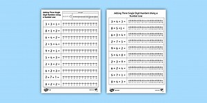 Adding 3 Single-Digit Numbers Using a Number Line