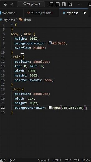 Rain Animation with HTML, CSS & JavaScript | Beginner Web Development Tutorial
