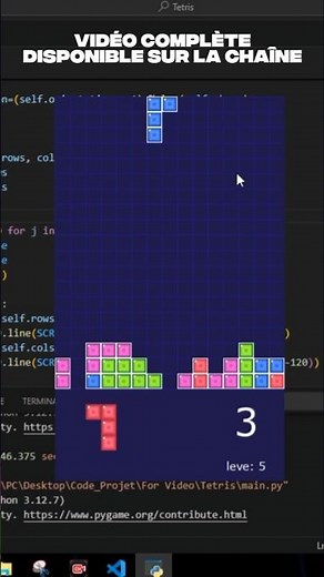 Créer le jeu Tetris sur Python #tetris #python