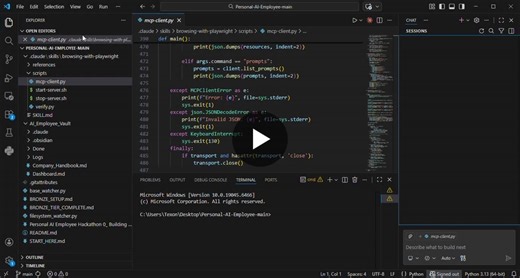 #ai #personalaiemployee #obsidian #claudeai #automation #hackathon #bronzetier #playwright #python #nodejs #github | Ummedua Aslam
