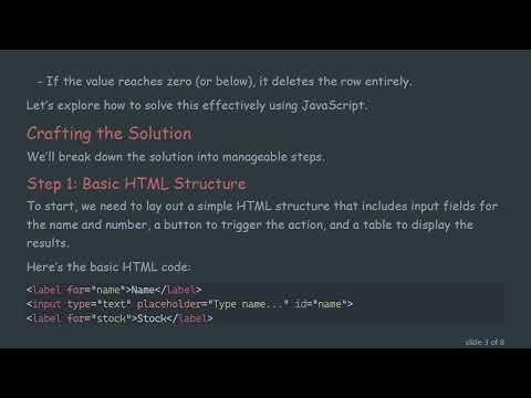 Creating a Dynamic Table with JavaScript: Update and Delete Rows Automatically