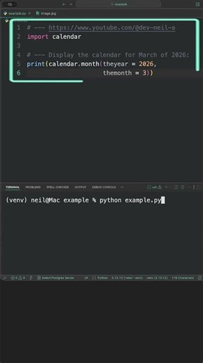 Python Example - How to display a calendar for a month