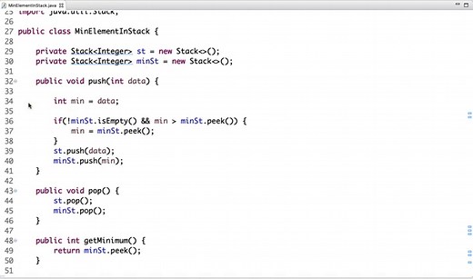 Get Minimum Element From Stack in O(1) | Min Stack