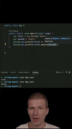 equals over "==" #java #shorts