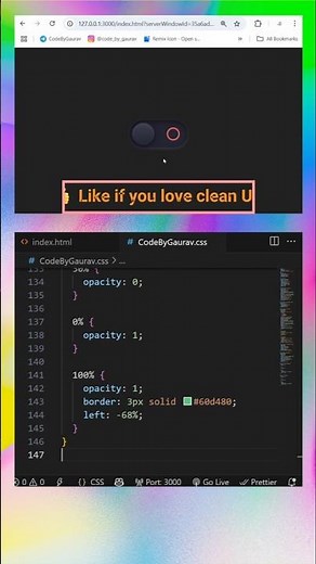 Pure CSS Toggle Switch 🔥 No JavaScript #webdevelopment #coding #htmlcss
