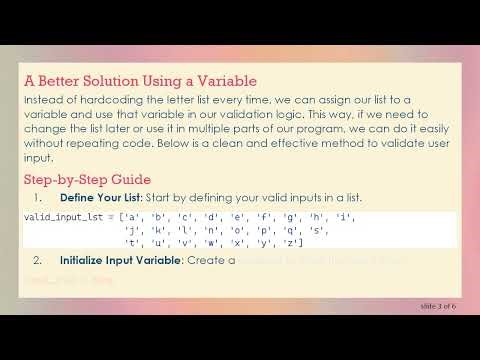 Simplifying User Input Validation with Python Lists