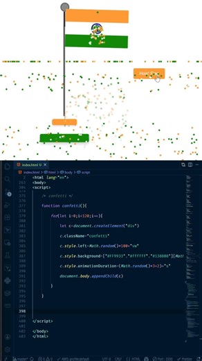 03 Build Indian Flag Hoisting Animation 🇮🇳 | HTML CSS JavaScript #shorts