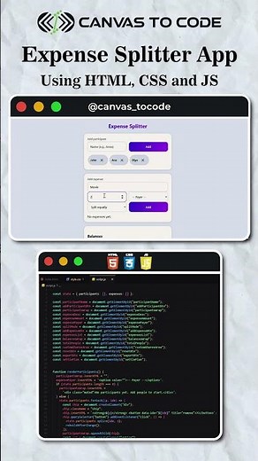 How to Make Expense Splitter App Using HTML CSS & JavaScript | Beginner Friendly JS Project