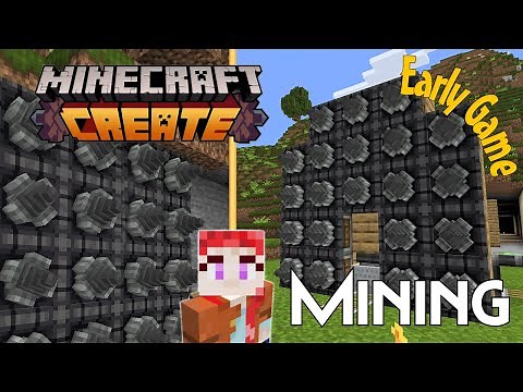 Minecraft Create Mod (1.20.1): Early Game Mining with Drills. How to automatically mine. Tutorial.