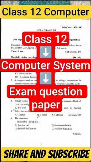 Computer || Class 12 Exam Question Paper 2082 || NEB Important Question 2082