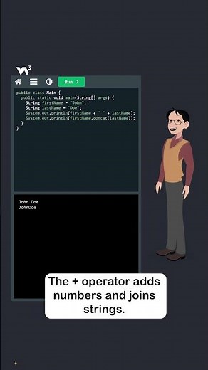 Java Strings - Part 3 - Combine Strings / Concatenation - #w3schools #java #programming