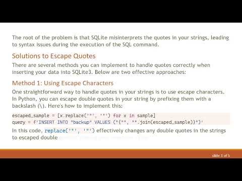 How to Properly Insert a Python List Containing Quotes into SQLite3
