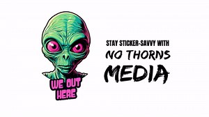 We Out Here Alien Sticker 4 Inch UFO Extraterrestrial Space Galaxy - Waterproof Vinyl Decal for Laptop Water Bottle Car Tumbler - Durable Funny Aesthetic Long-Lasting Stickers for Adults ID44990