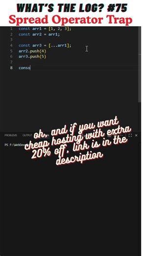 Spread Operator Trap 😵 | What’s the Log? 75 #coding #javascript