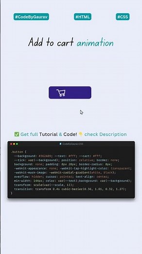 🛒 Add to Cart Button with Cool Animation | HTML CSS JS #webdevelopment #coding #animation